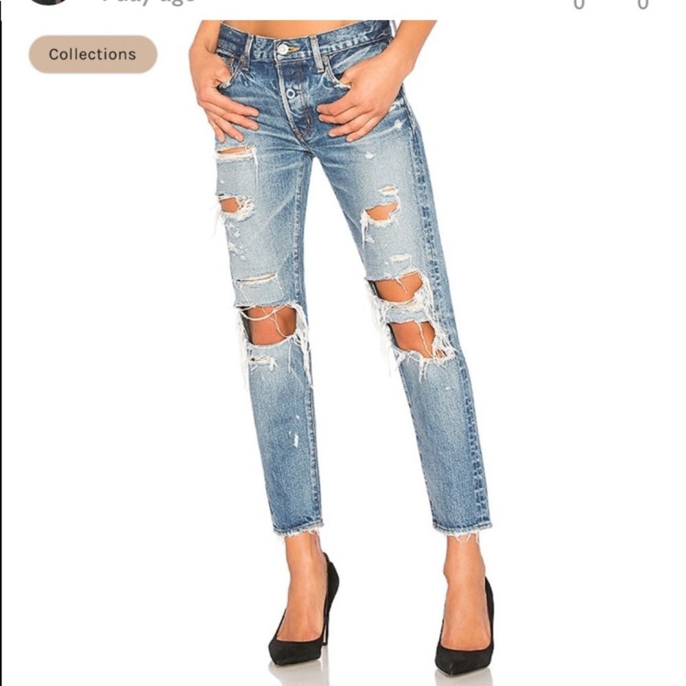 Moussy Vintage Straight Leg Distressed Jeans